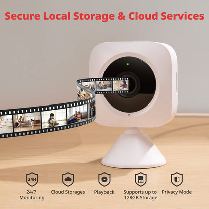 SwitchBot Security Indoor Camera, motion detection for baby monitor 1080p smart WiFi pet surveillance camera for home security with night vision, two-way audio, works with Alexa
