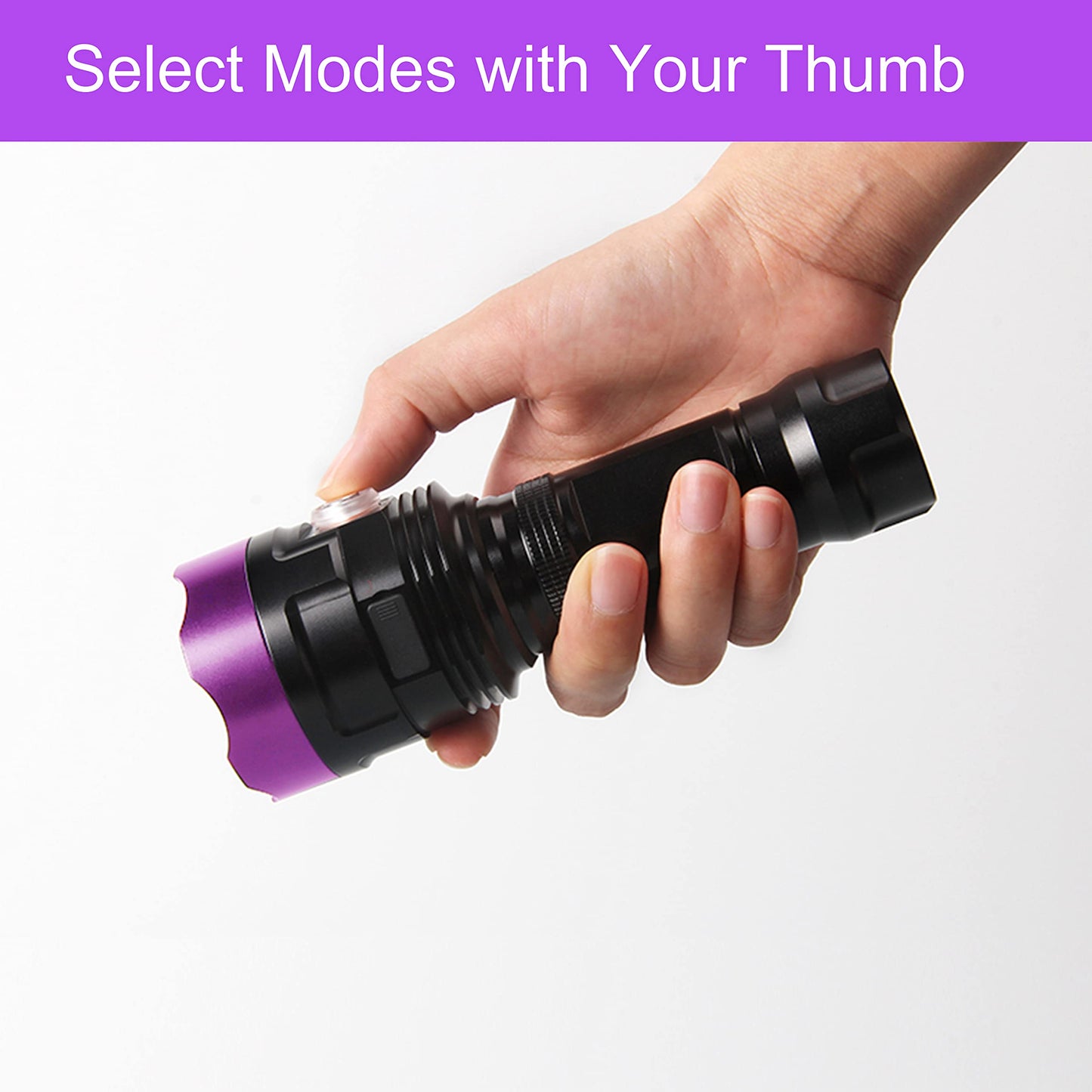 AHOME V30S UV 365nm flashlight [USB rechargeable] black light, ZWB2 filter, 3 high-performance ultraviolet LEDs, [5000mAh battery] and charging cable, for professional/commercial use.
