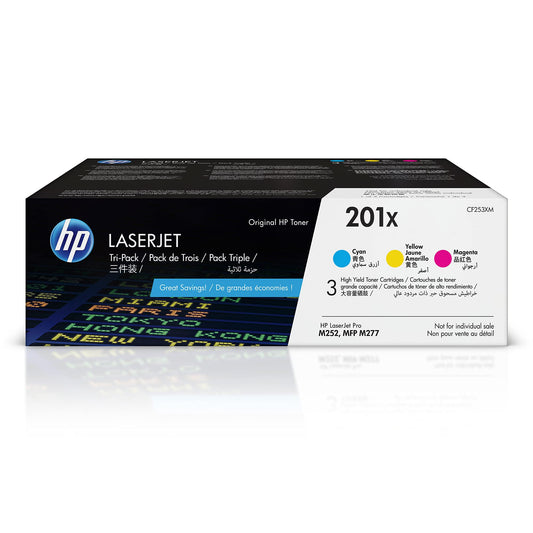 HP 201X Original LaserJet high yield toner cartridges in Cyan/Magenta/Yellow (3-pack)