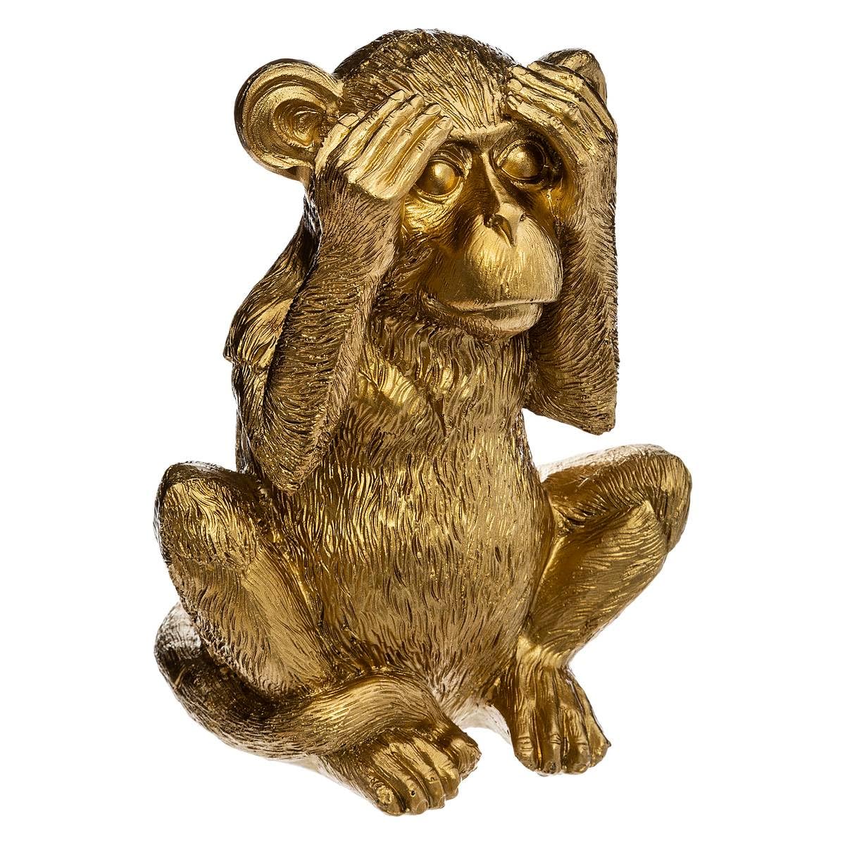 Atmosphera - Set of 3 statues "Wise Monkeys" - Resin - golden H 17 cm - Gold