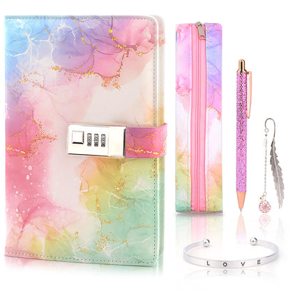 Diary with lock for girls, gifts for girls 8 9 10 11 12 13 years old, Back to School beginning of school birthday gifts for teenage girls ages 7-14, diary with code, note pad, pen, pencil case, school