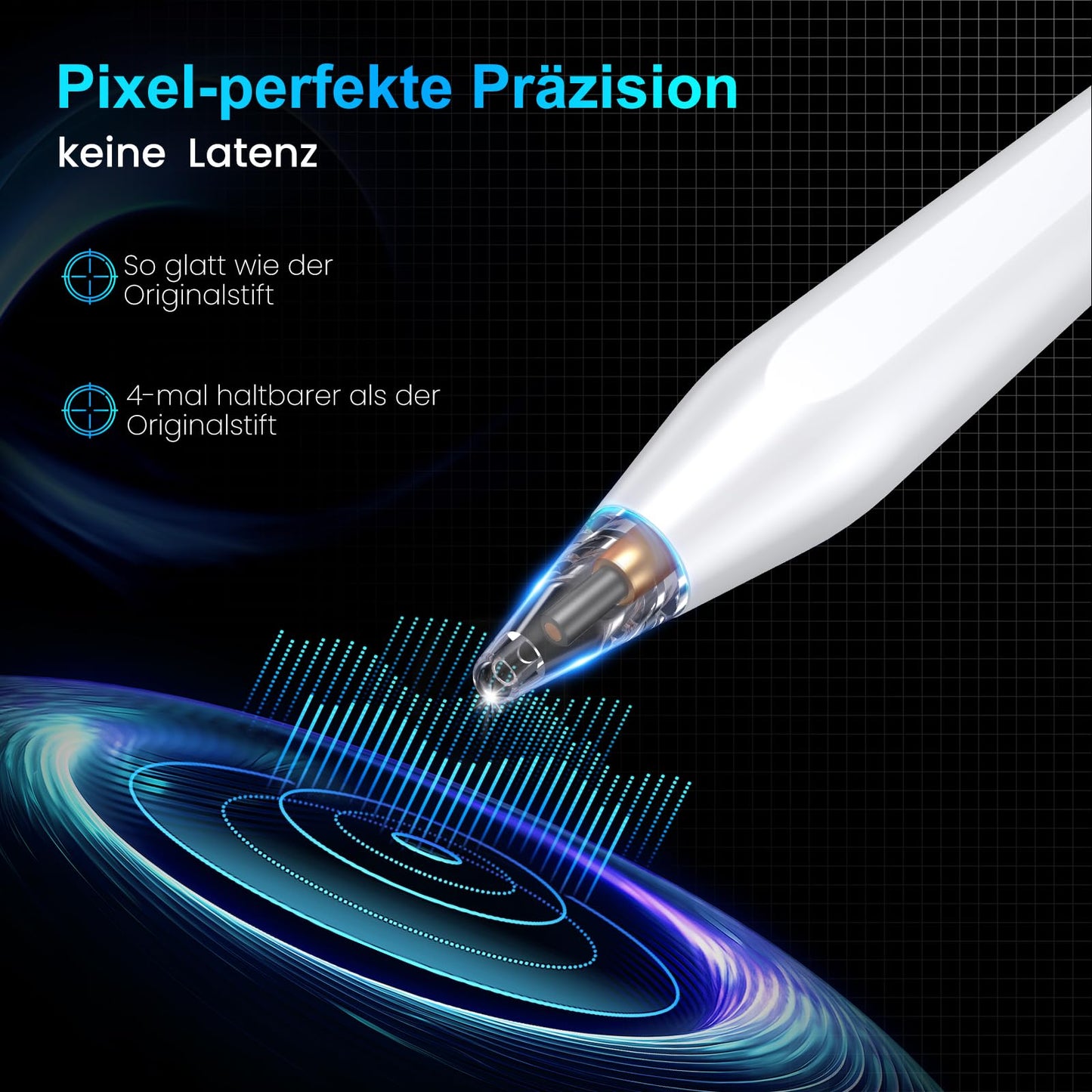 Variglass Pen for iPad 2018-2025 - 2X Fast Charging, Tilt Sensitivity, and Palm Rejection - Stylus Pencil for Apple Pencil with iPad 11/10/9/8/7/6/A16, Pro 3/4/5/6/M4, Air 3/4/5/M2/M3, Mini 5/6.