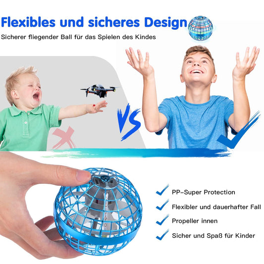 Zookao Flying Ball, Mini Drone For Kids Flying Boomerang Ball with LED Light Toys Gifts for Boys Girls Indoor Outdoor Cool Aircraft