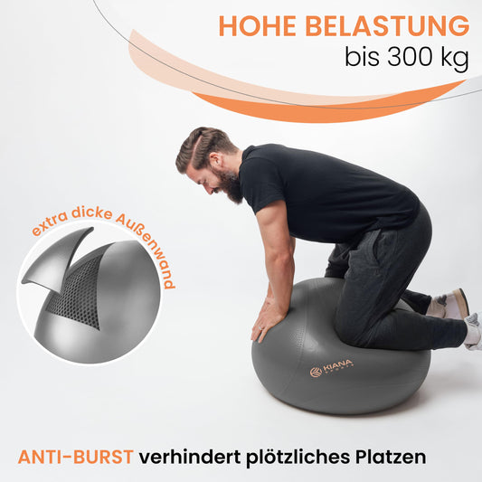 KIANA SPORTS® Exercise Ball & Stability Ball - 4 Sizes - German Design - Non-Slip Yoga Ball with Bumps - Extra Thick & Durable - Includes Pump & Exercise Plan - Perfect for Fitness & Office