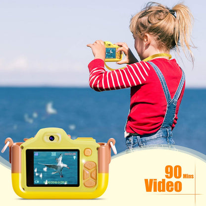 Kriogor Kids Camera, Digital Photo Camera Selfie and Video Camera with 16 MP/Dual Lens/2 Inch Screen/1080P HD/32G TF Card/9x Digital Zoom, Birthday Gift for Kids (Yellow)