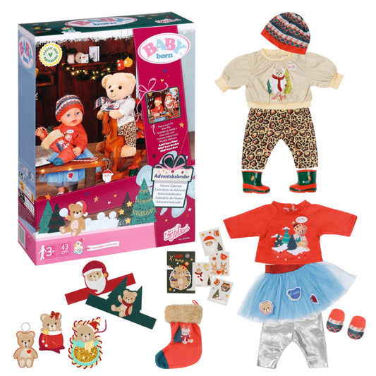 BABY born Advent Calendar with 24 surprises, includes clothing and accessories for 43 cm dolls, 834466 Zapf Creation.