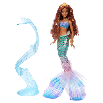Mattel Disney Ariel, The Little Mermaid - Deluxe Mermaid Doll with Hair Beads and Doll Stand for imaginative play and display, for kids ages 3 and up, HNF42