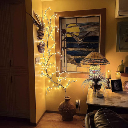 Ciskotu Willow Vine LED Fairy Lights with Plug, 144 LEDs Willow Vine Tree String Lights for room, LED Tree Wall Decor Living Room, Artificial Light Branches Bedroom Decor