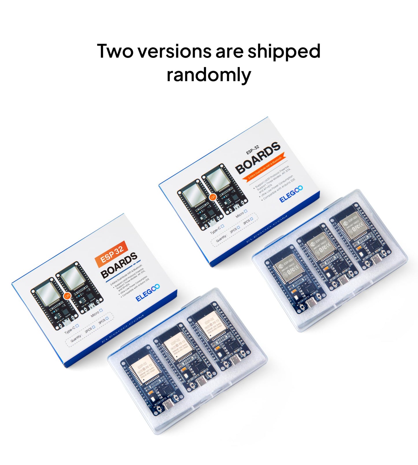 ELEGOO ESP32 Development Board USB-C, 2.4GHz Dual Mode WiFi+Bluetooth Dual Core Microcontroller for Arduino IDE, Supports AP/STA/AP+STA, CP2102 Chip, 3 Pieces