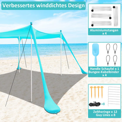 Beach tent UV protection riggoo sun tent sunshade beach tent 3x3m comfort outdoor shade for camping trips, fishing, backyard fun, or picnics (lake green)