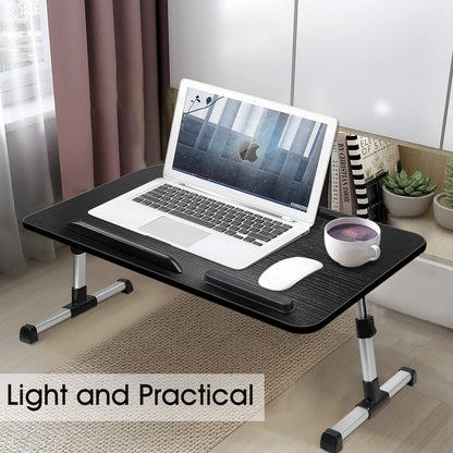 AirOpen laptop desk for bed, height adjustable, angle adjustable, folding bed table with drawer, tablet stand, laptop table for bed, sofa, couch, floor (53 x 30 cm, black)