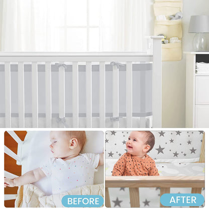 Crib Bumper Pad, 2 Pack Baby Bumper, Head Bumper for Baby Crib, Breathable Crib Bumper, Baby Crib Breathable Protection, Bumper Pads for Toddler Beds, Crib Rail Padding.