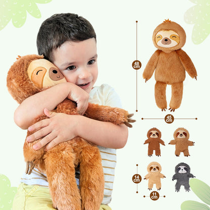 OUOZZZ 5 piece sloth plush toy set, 48cm soft sloth stuffed animal with 4 baby sloth plushies in the belly - baby birthday gift for girls boys kids