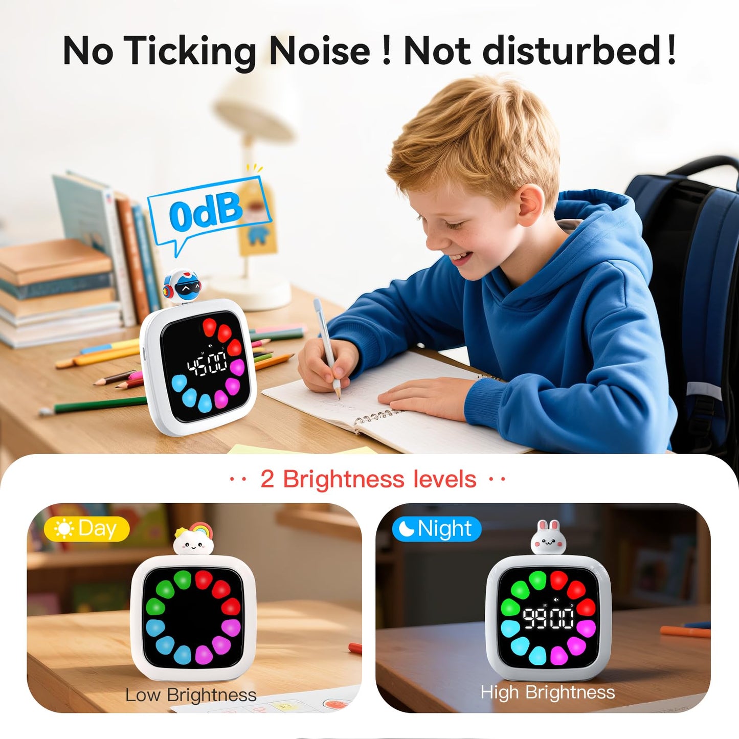 Yunbaoit Digital Visual Timer for Kids, Rechargeable Countdown Timer for 99 Minutes with 9 Optional DIY Colored Petal Display, Time Management Tool with Pause Function (3 Models)