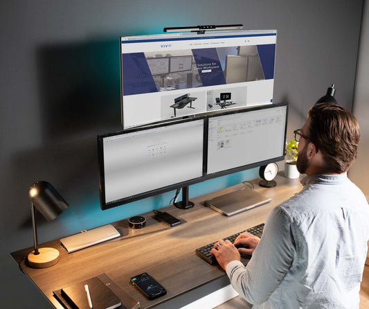VIVO Triple LCD Monitor Desk Mount Heavy Duty Stand & fully adjustable 3 screen up to 27" (Stand-v003t)