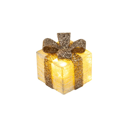 Bambelaa! Set of 3 LED Decorative Gift Light Boxes with Timer Christmas Decoration Christmas Lights Decor Christmas (Gold)