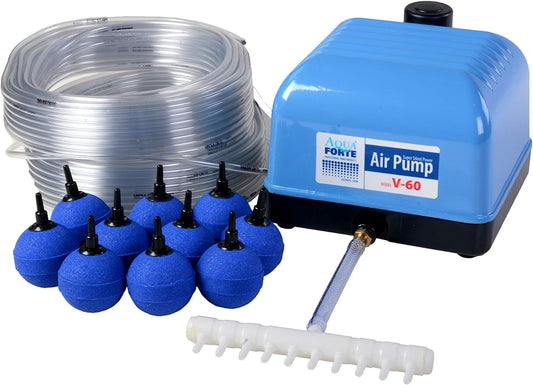 AquaForte Hi-Flow V-60 Air Pump Set & Aerator Disc/Plate 20cm, Connection 9mm.