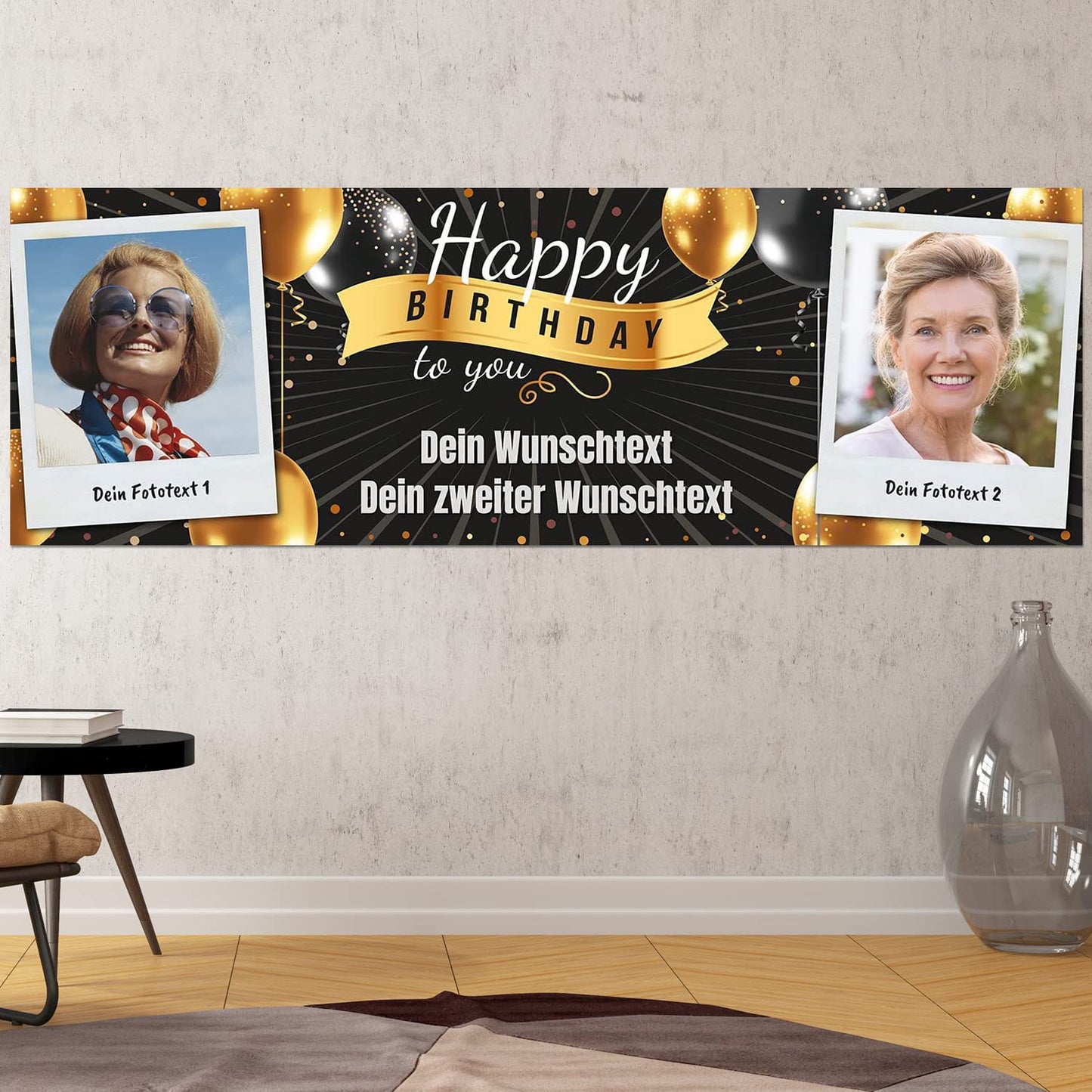 Birthday Banner - personalized with your texts & photos | XL size (Layout 2)