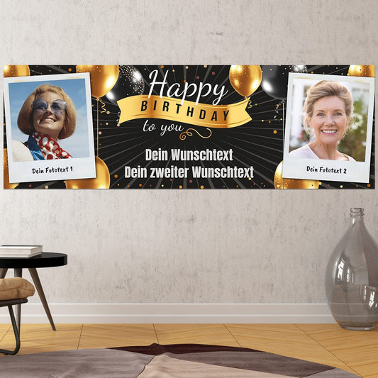 Birthday Banner - personalized with your texts & photos | XL size (Layout 2)