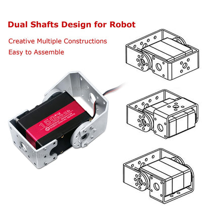150KG robot servo motor 12V high voltage high torque steel gear large digital steering servos with brackets.