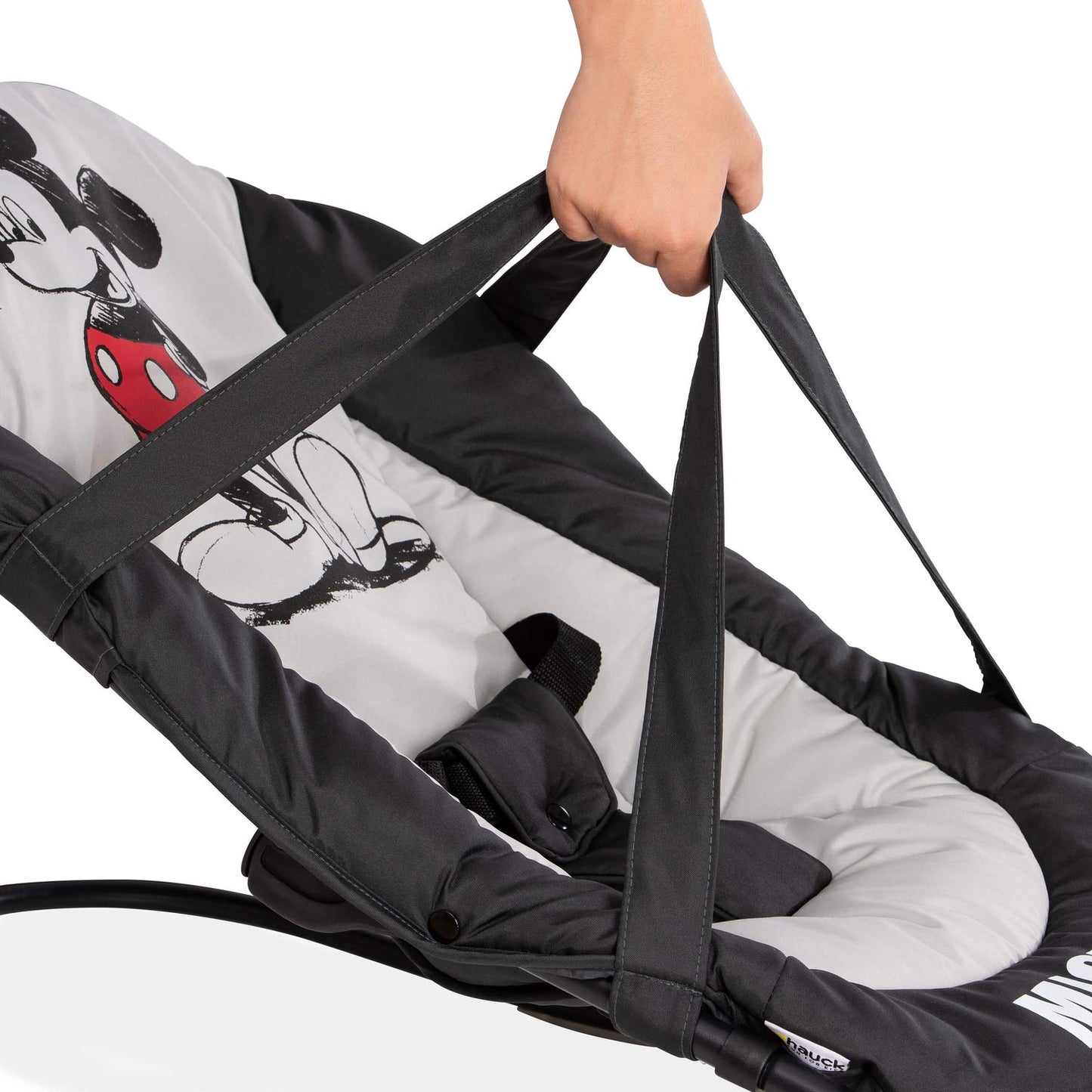 Hauck Baby Bouncer Rocky for babies from birth up to 9 kg, One-handed adjustable backrest, Rocking and bouncing function, Easy to carry with handle, 3-point harness (Disney Mickey Stars)