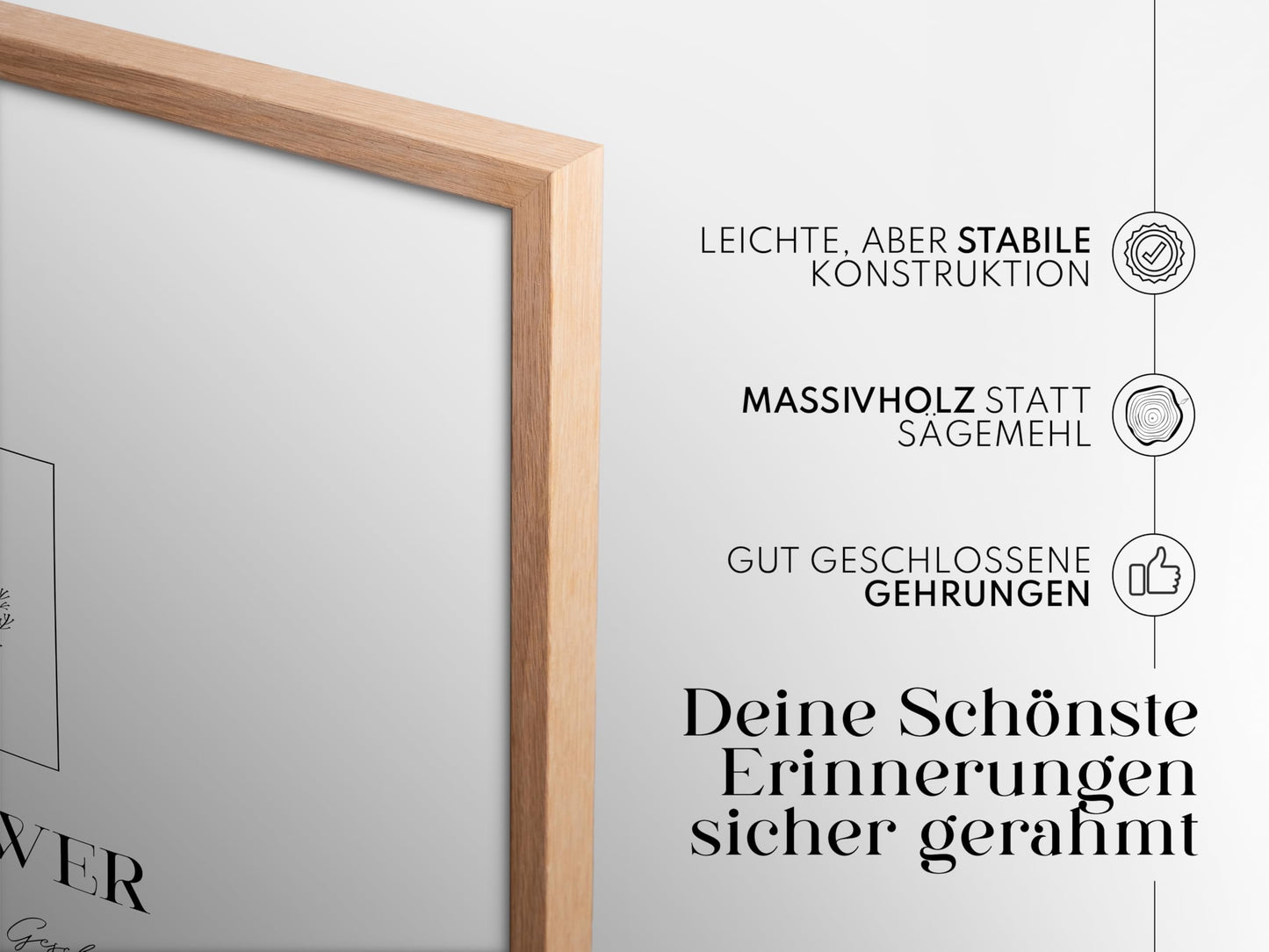 Artower® picture frame for 50 x 70 cm natural oak wood Thin frame | Poster frame Large vintage collage | Picture frame 50x70cm | Wooden frame Wooden picture frame | Wooden poster frame Real wood