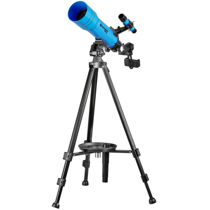 Bresser Junior Children's Telescope 70/400 Lens Telescope for Kids aged 8+, Astronomy Beginners, Telescope with Backpack, Accessories & Smartphone Holder, Observation of the Night Sky Blue