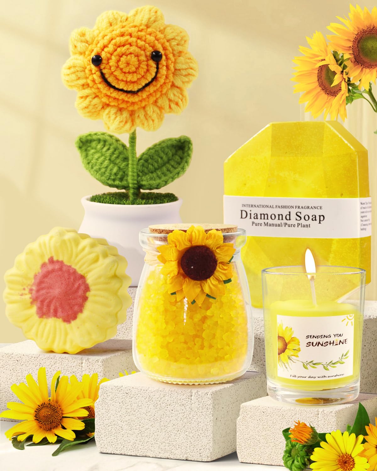 Gifts for women, Sunflower birthday gift for women, 10PCS gift set including insulated cup Valentine's Day Mother's Day Christmas gift ideas Mom, sister, girlfriend