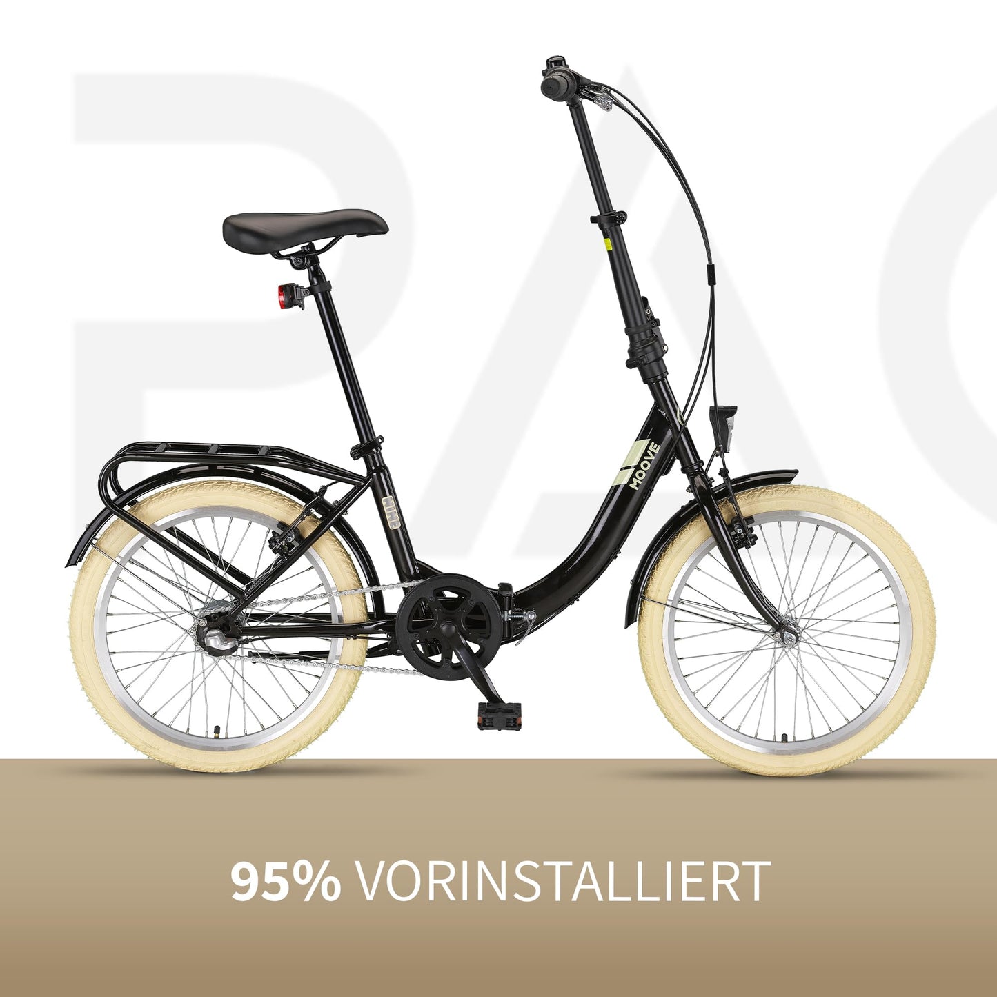 PACTO Nine - Dutch-style bike with comfortable folding design. 27cm steel frame, 20-inch wheels, Nexus 3-speed hub gear. Foldable for adult men and women.