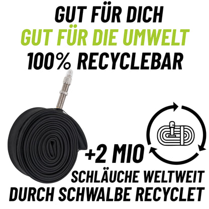 2-pack Schwalbe bicycle tube DV17 40mm 28 inches (28/47-622/635) includes 3 MSZweirad tire levers.