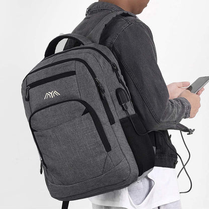 YAMTION backpack for men and women, school backpack for 17.3 inch laptop, waterproof business daypacks for boys and teenagers with USB charging port.