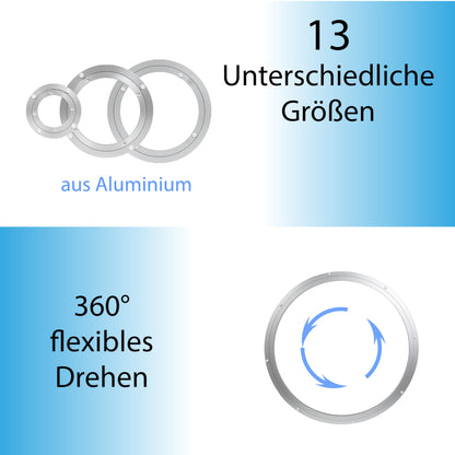 ALU turntable in 13 sizes - Ø 120 to 1000 mm - Robust aluminum turntable for versatile applications (outer diameter: 445 mm)
