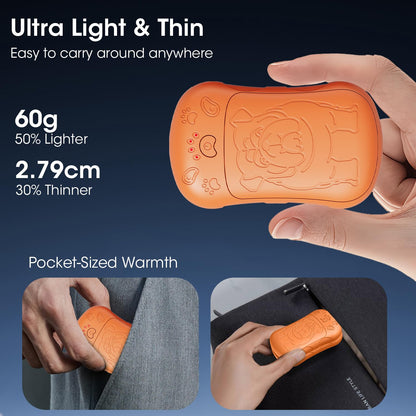Electric Hand Warmers, 2-pack with 6000mAh rechargeable battery. Ideal for outdoor sports, hunting, golf, camping. Great warm gift for women, men, and children.
