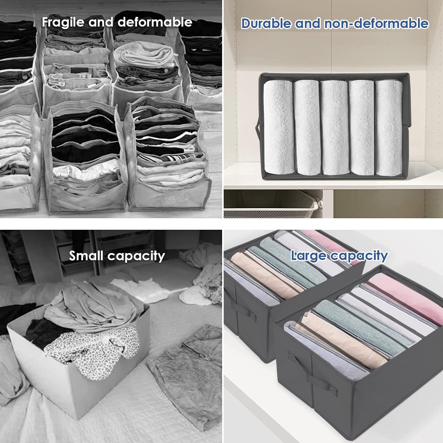 kiximay Closet Organizer 3 Pieces - Foldable & Space-Saving Closet Organization System for Storing Clothes, T-shirts, Pants, Underwear