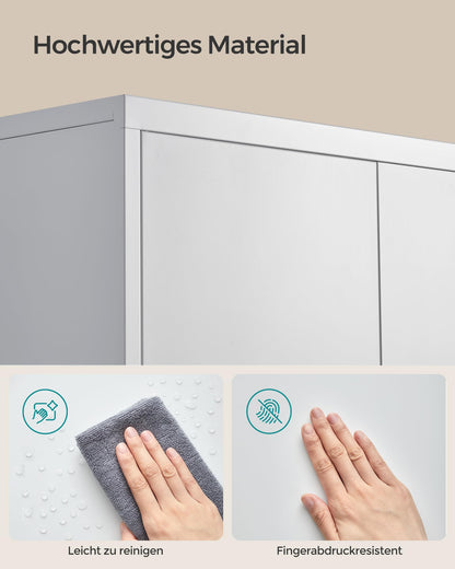 SONGMICS Filing Cabinet, Multipurpose Cabinet, Steel Storage Cabinet, 5 Levels, Double Doors, Lock, Tool Cabinet, Adjustable Shelves, Garage, Office, Living Room, Gray OMC014G01
