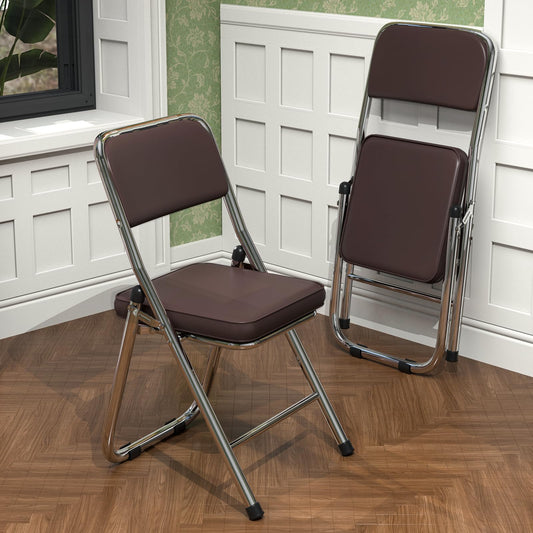 Lvhecforhm 1er Set Folding Chair with Backrest, Dining Chairs, Kitchen Chair with Steel Frame, Dining Chair Folding Conference Chair, Folding Chairs Brown Leather, Lounge Chair, Modern Outdoor Folding Chairs