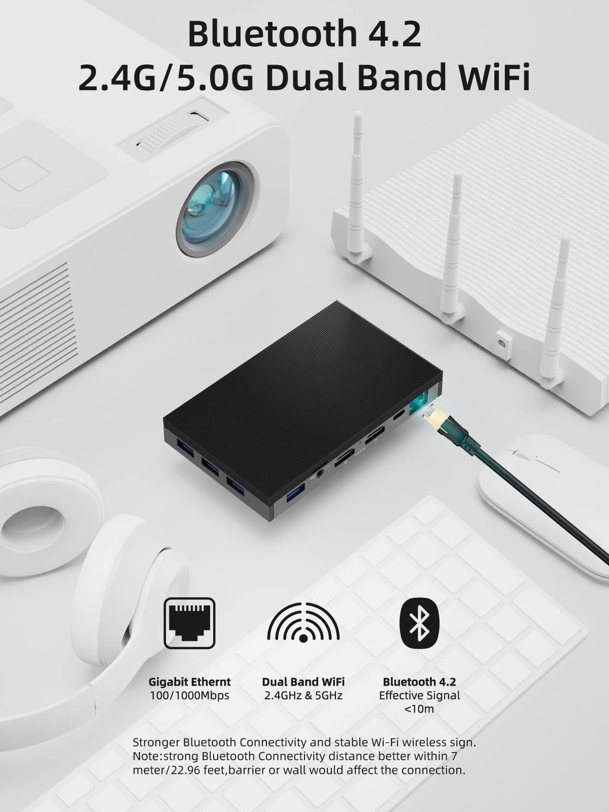 MeLE Quieter2Q fanless Mini PC Windows 11 Pro Celeron J4125 4GB 64GB Quad Core Mini Desktop Computer 4K Dual WiFi for office, business, companies, school, home office work.
