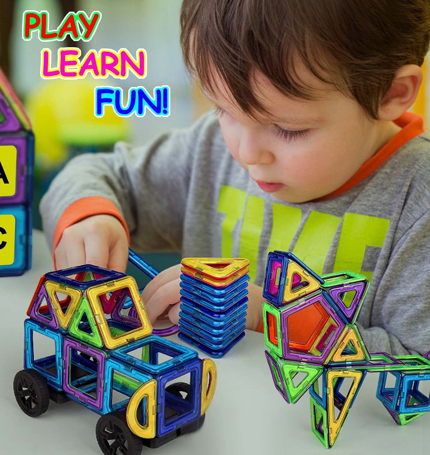 CONDIS Magnetic Building Blocks 160 Pieces, Magnetic STEM Building Set, Creative Educational Toy for Montessori Preschool Learning for Boys and Girls 3 Years and Up