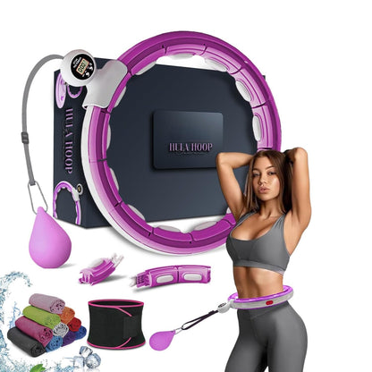 Active 100 Smart Weighted Hula Hoops, Hula Circle Detachable Fitness Ring with 360 Degree Auto-Spinning Ball Massage, Gymnastics, Adult Fitness for Weight Loss (Purple)