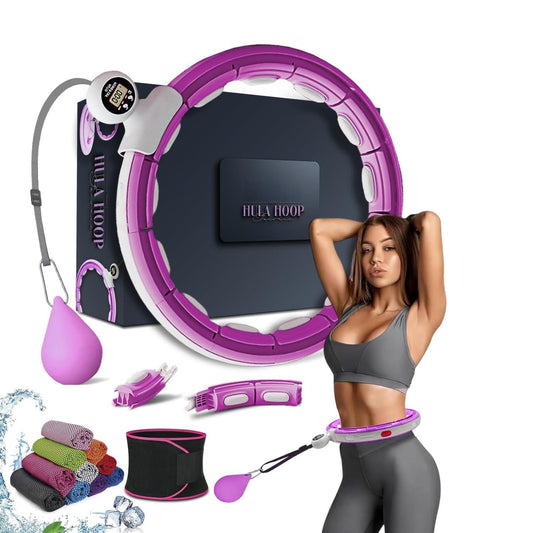 Active 100 Smart Weighted Hula Hoops, Hula Circle Detachable Fitness Ring with 360 Degree Auto-Spinning Ball Massage, Gymnastics, Adult Fitness for Weight Loss (Purple)