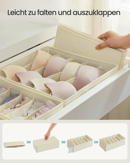 SONGMICS Underwear Organizer 8-pack, foldable drawer organizer, wardrobe organization system, storage box for bras, socks, ties, beige RUS008M01.