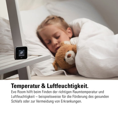 Eve Room (Apple Home) - Room climate & air quality monitor for clean and healthy air, measures pollutant concentration, temperature, and humidity, live healthy, Thread.