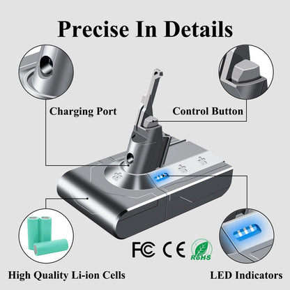 DTK Replacement Battery for Dyson V8 Vacuum SV10 Absolute Animal Fluffy Motorhead Slim Fluffy Total Clean Extra Cord-Free Handheld Vacuum Cleaner 4000mAh 21.6V