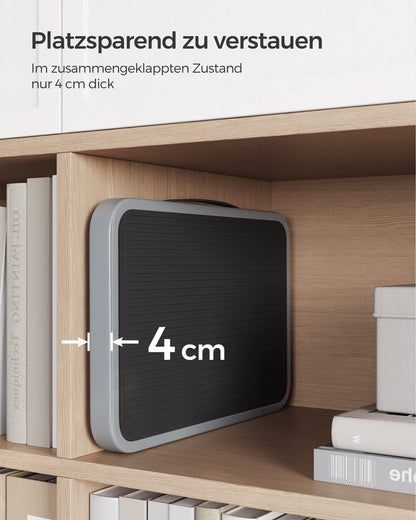 SONGMICS Step Stool, Folding Step Ladder, One-Step Steel Ladder, Non-Slip Step Surface, Holds up to 150 kg, Size unfolded 32 x 44 x 17.5 cm, gray GSL001G01