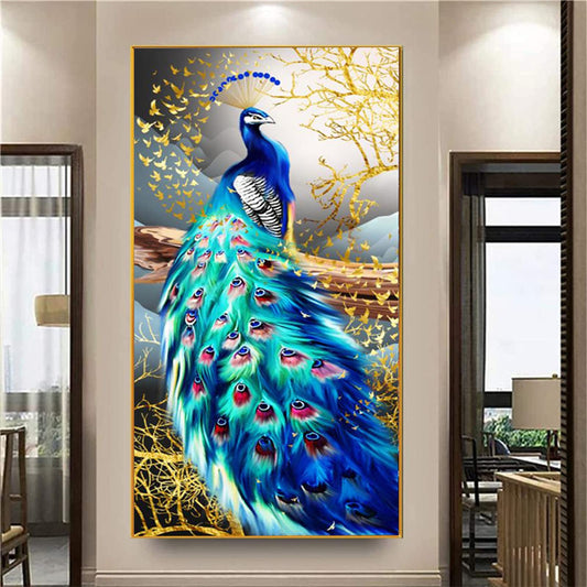 Trayosin Diamond Painting for Adults 5D Diamond Painting Pictures Adults Peacock Large XXL Set Full Drill with Accessories DIY Diamond Painting by Numbers for Wall Decor Gift (100x50cm)