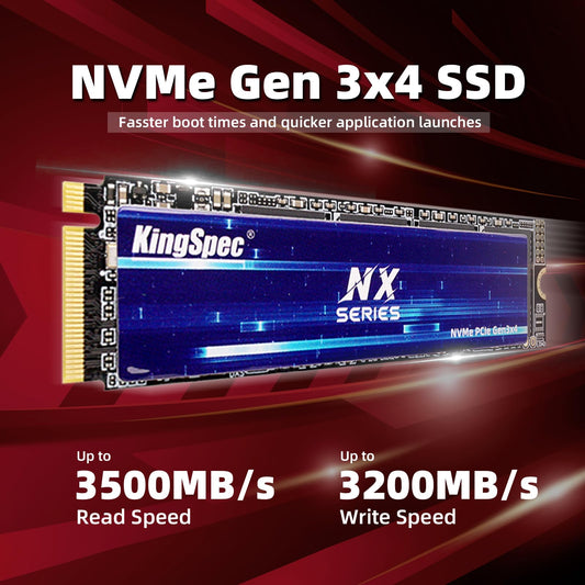 KingSpec NX-2280 512GB SSD NVMe M.2 PCIe 3.0 Gen 3x4 Gaming Solid State Drive, Up to 3500MB/s Read, 3D NAND Flash Internal SSD for Desktop/Laptop
