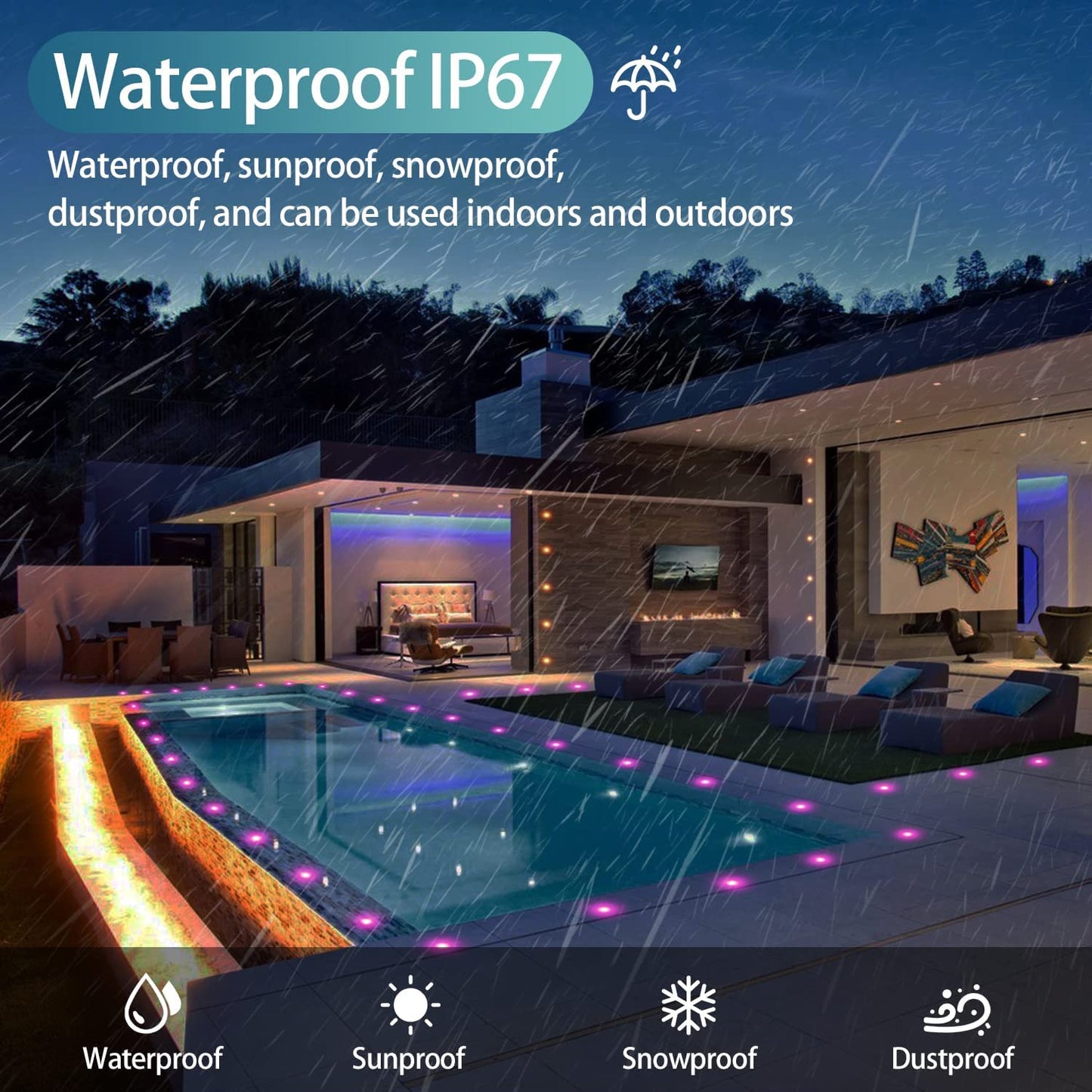 10 pieces of RGB LED recessed lights, LED ground recessed light IP67 waterproof 0.6W Ø30mm LED recessed light for terrace, kitchen, and garden LED lamp.
