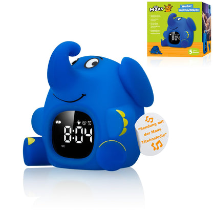 Bresser TheMouse Light alarm clock for children Wake-up light alarm clock night light elephant silicone snooze function.