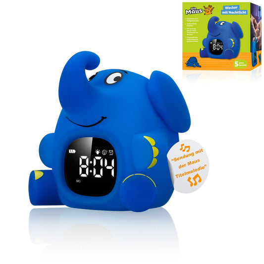 Bresser TheMouse Light alarm clock for children Wake-up light alarm clock night light elephant silicone snooze function.