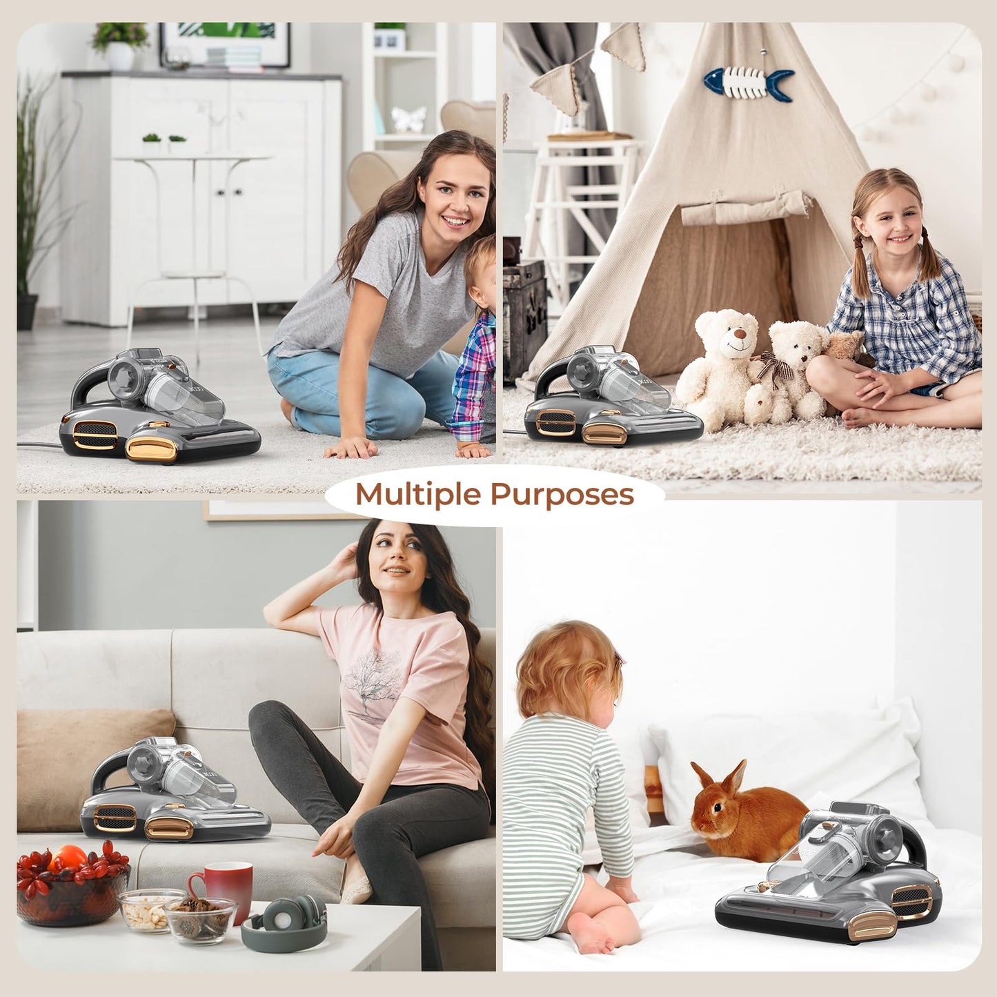 JIGOO T600 Dust Mite Vacuum with UV Light & Hot Air [700W/15kPa] - 99.9% Allergen Removal, Fragrant Negative Ions, For Mattresses/Sofas/Carpets (Quiet & Efficient)